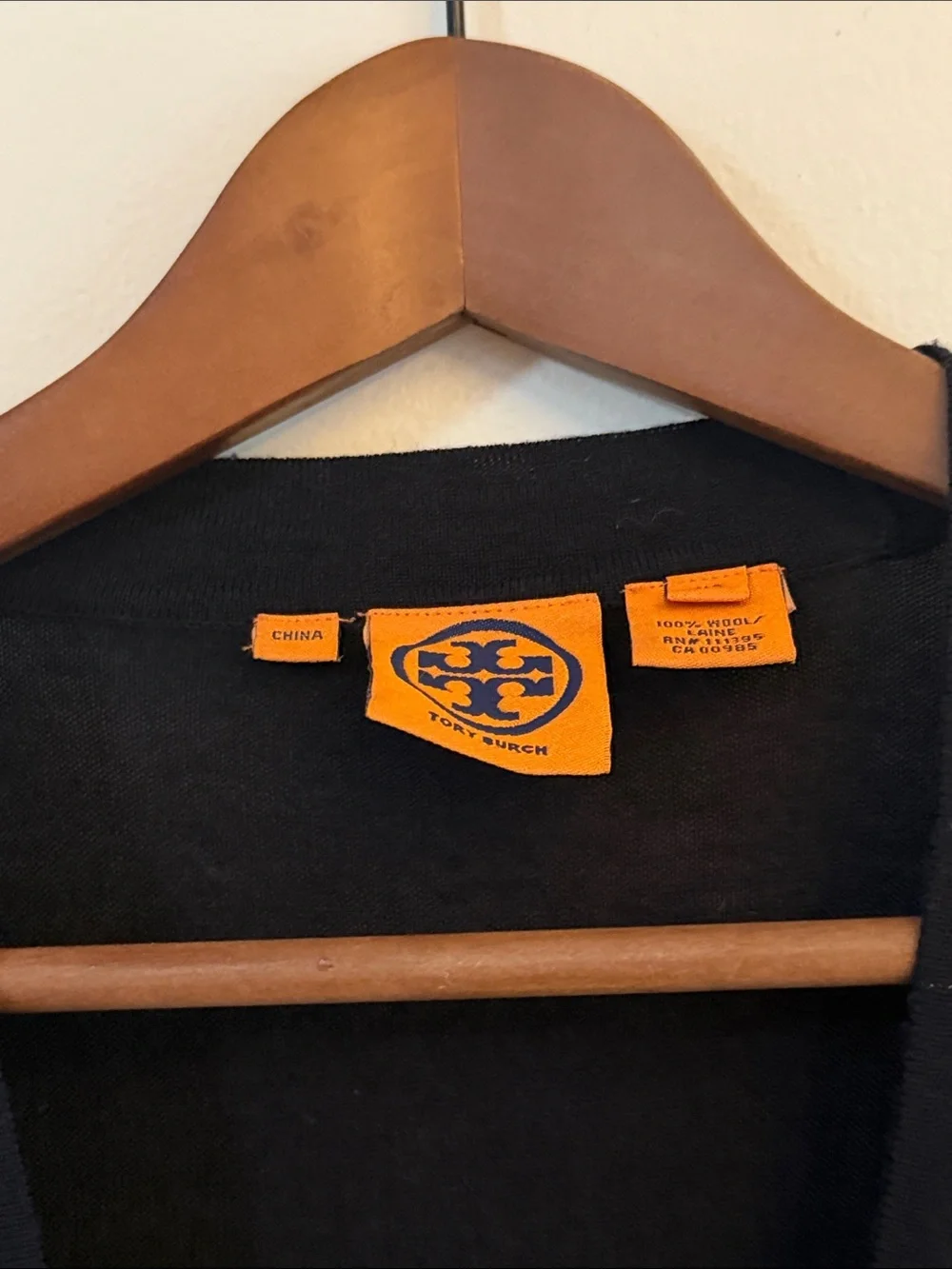 Tory Burch Black V-Neck Button Front Pocket Cardigan